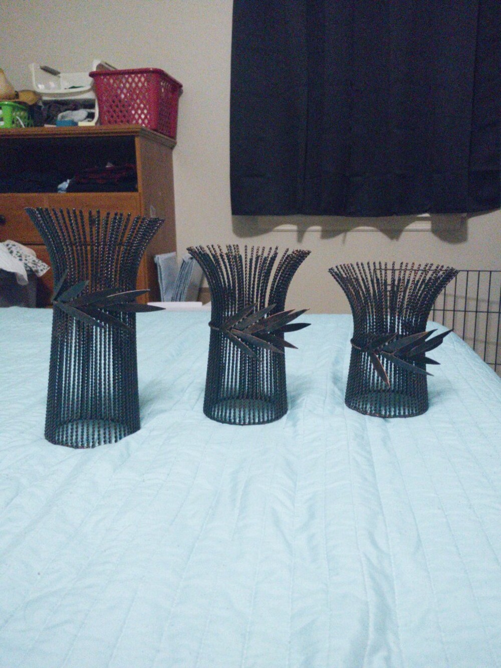 Black Decorative Metal Candle Holders 10,8,7 Inches Tall- Home Accents